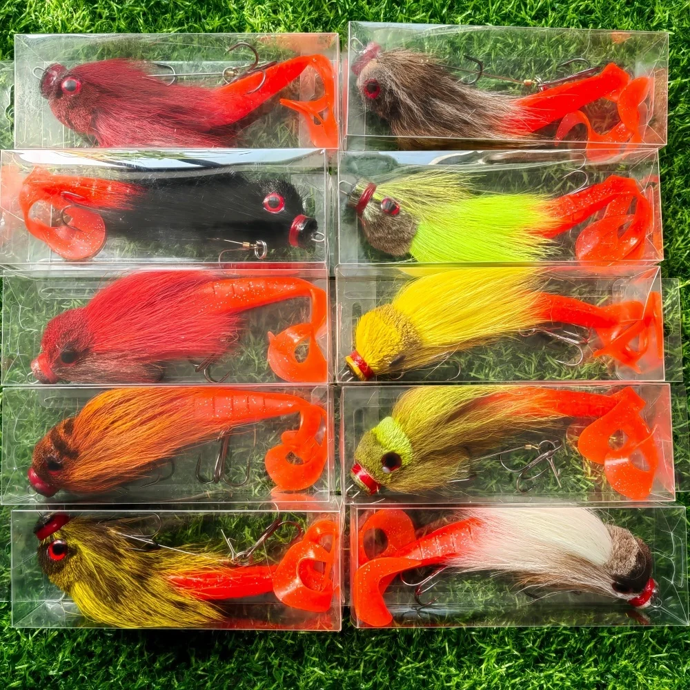 MUKUN Mouse Baby Swimbait Bucktail Mouse Lure Wąsy Rig Muskie Pike Рыбалка Игра Ручная завязка из оленьей шерсти Корпус Твердая снасть (art.: 3920d31bf9ca3) - 3920d31bf9ca3