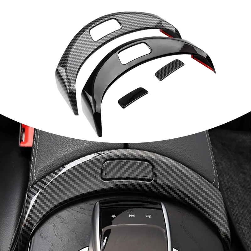 

1Pc Car Center Console Armrest Box Button Cover Trim For Mercedes Benz C Class GLC Class W205 X253 2015-2020 Decoration Frame