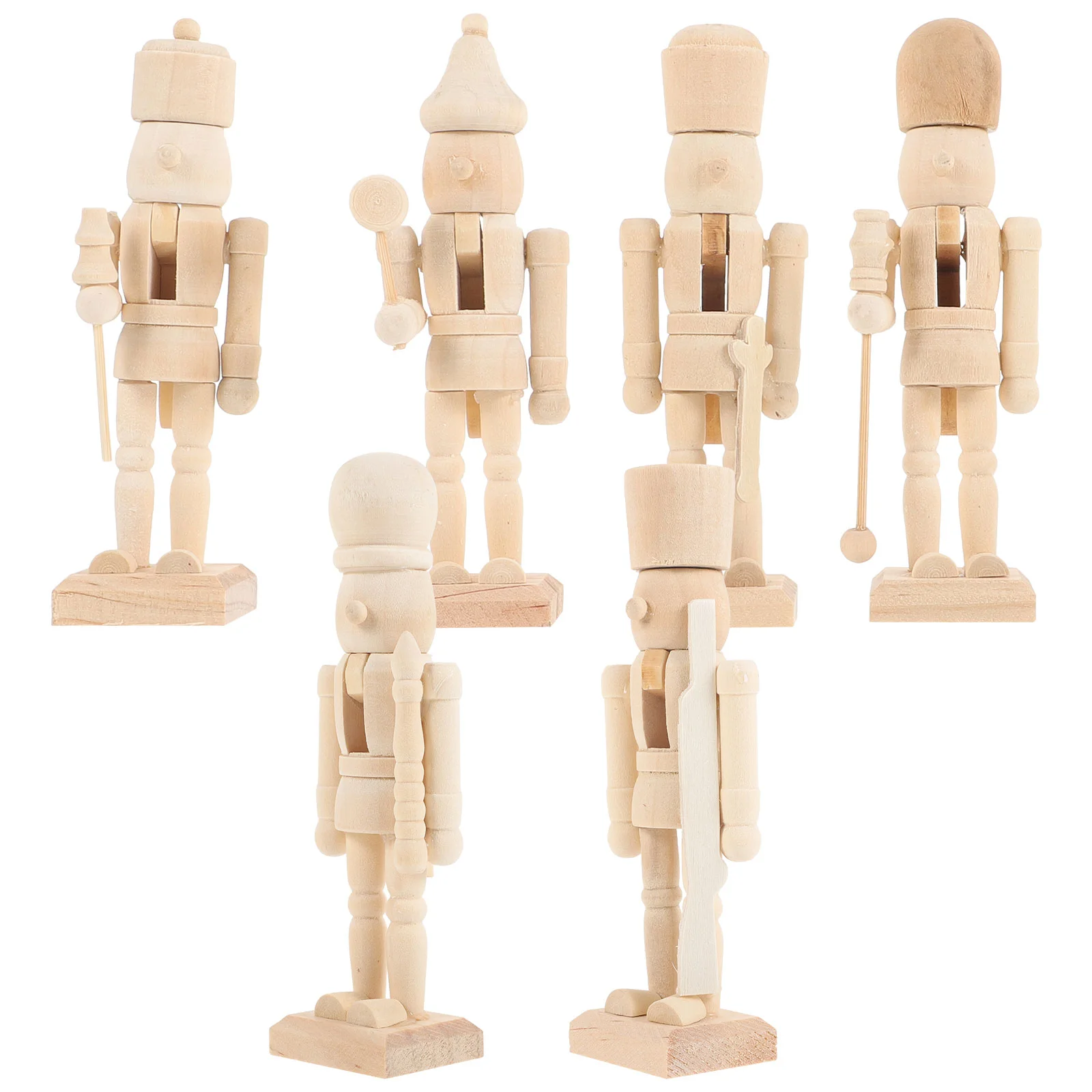 

6Pcs Christmas Walnut Soldier Crafts Wooden Nutcracker Puppet Adornment Random Style