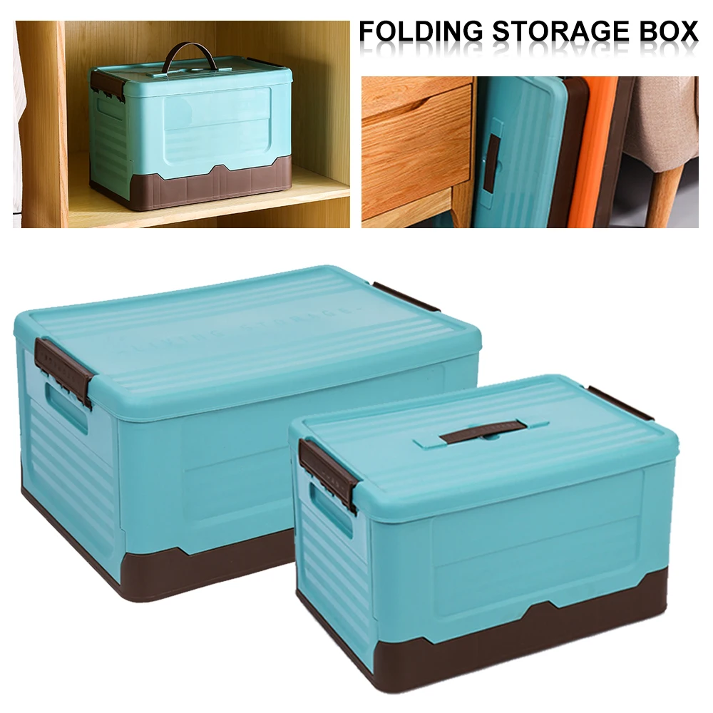 

Storage Box Collapsible Storage Bins with Lids Durable Folding Plastic Containers Stackable Book Storage Box Organizer with Hand