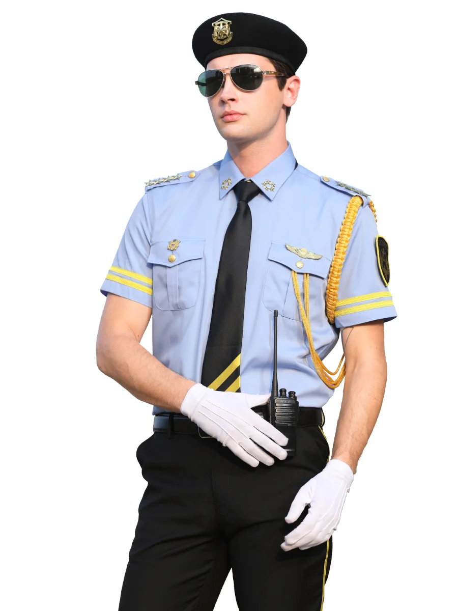 Captain Air Crew Shirt Uniform Airline Company Short Sleeves Shirts Suits Captain Pilot Performance Costumes Security Uniform