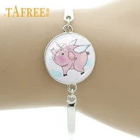 jweijiao cute wings pig bracelet large sized kids toy chain bangle round glass suit men women fashion likely jewelry pg20
