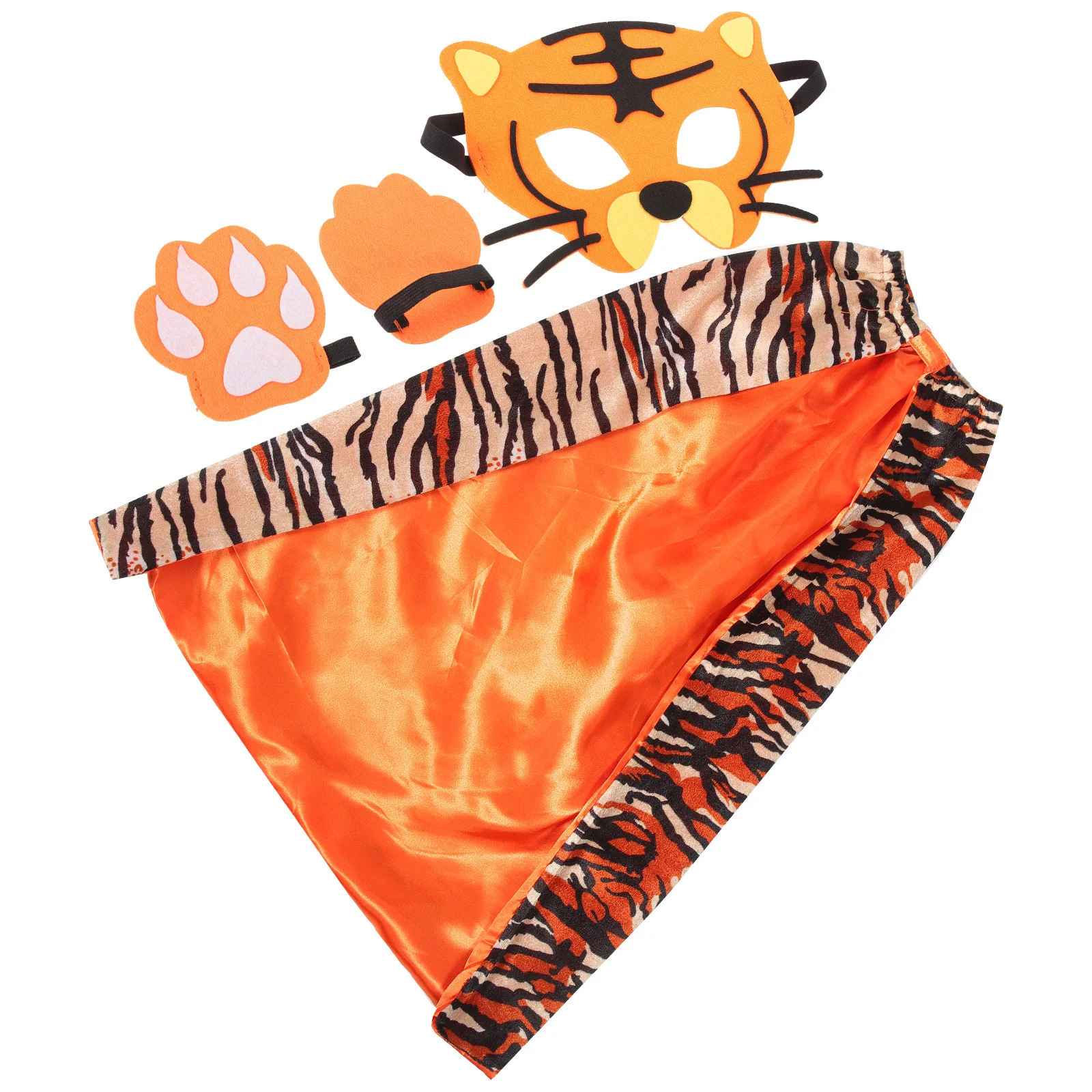 

1 Set Tiger Costume Props Dress Up Accessories Kids Performance Cape Gloves Mask Cosplay Party Clothing