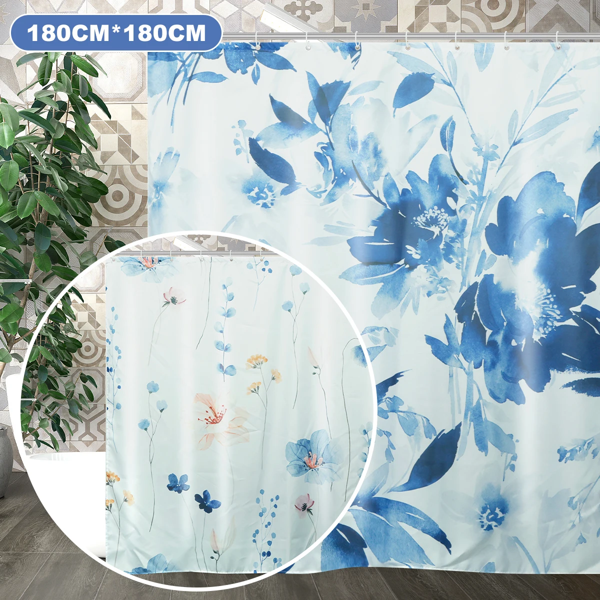 

Новая занавеска для душа, водонепроницаемая шторка для ванной комнаты с цветочным рисунком, 71x71 дюйма
