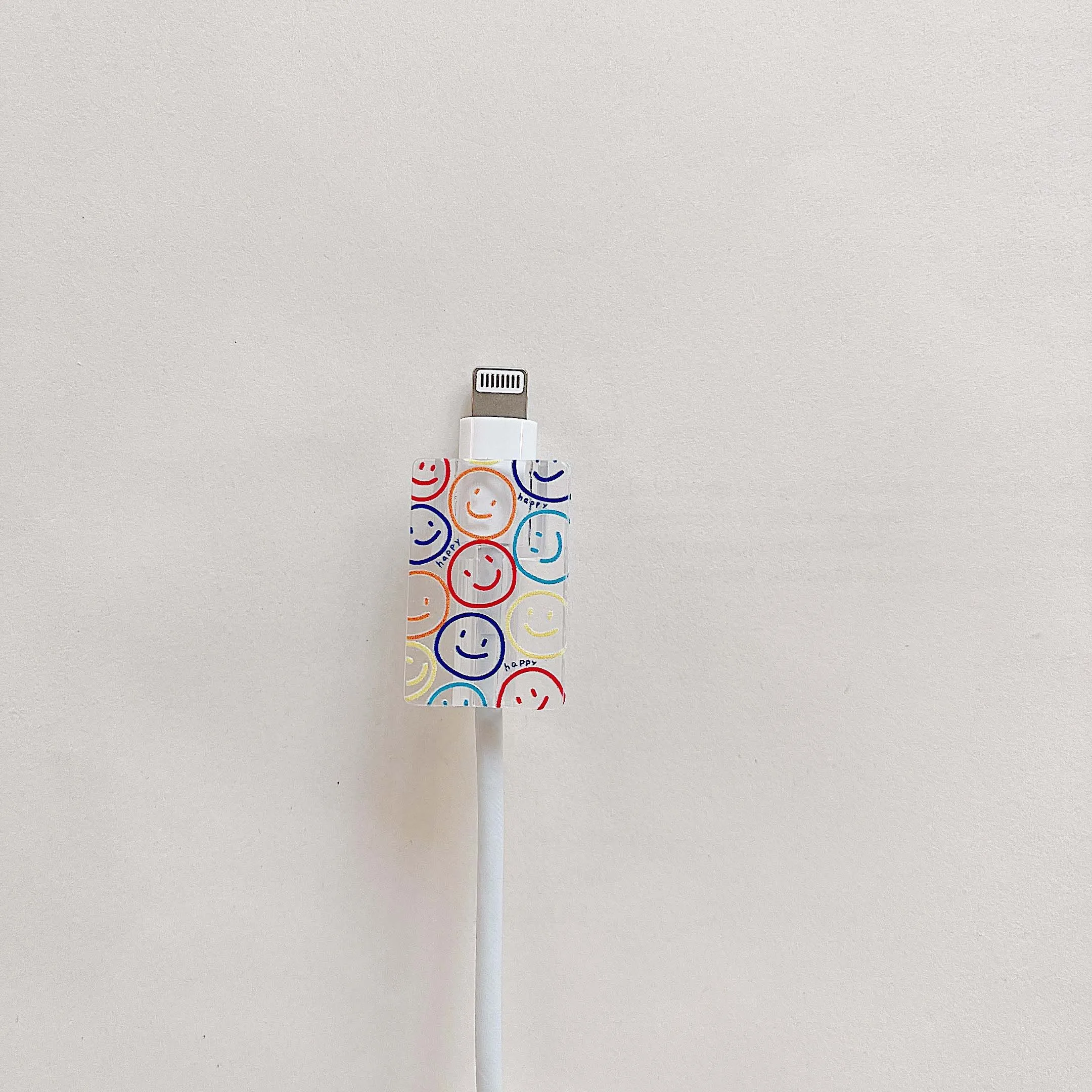 USB Cable Protector Data Line bite fast charging case for iphone 18/20W Head winder head Cord case cover cute smiley ins capa