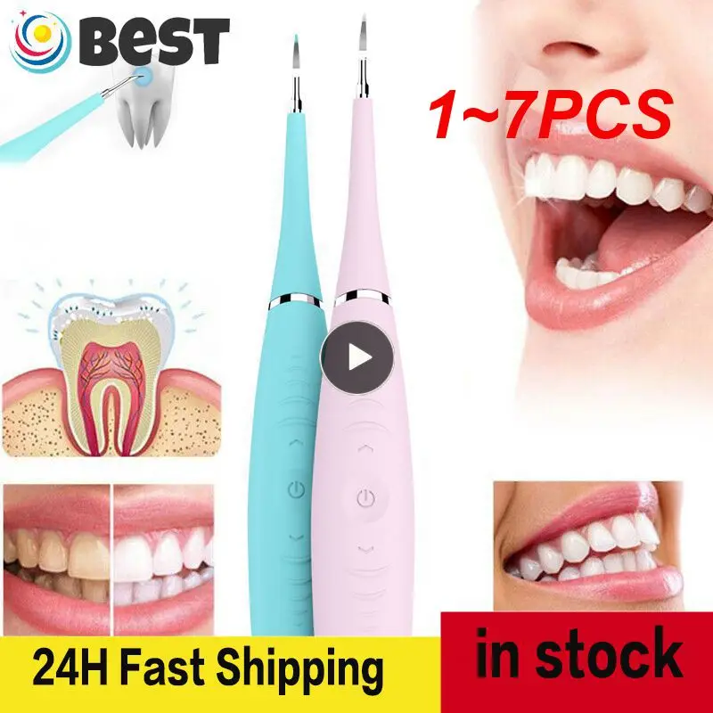 

1~7PCS Adults USB Rechargable Electric Sonic Scaler Tooth Cleaner Calculus Stains Tartar Remover Dentist Teeth Whitening