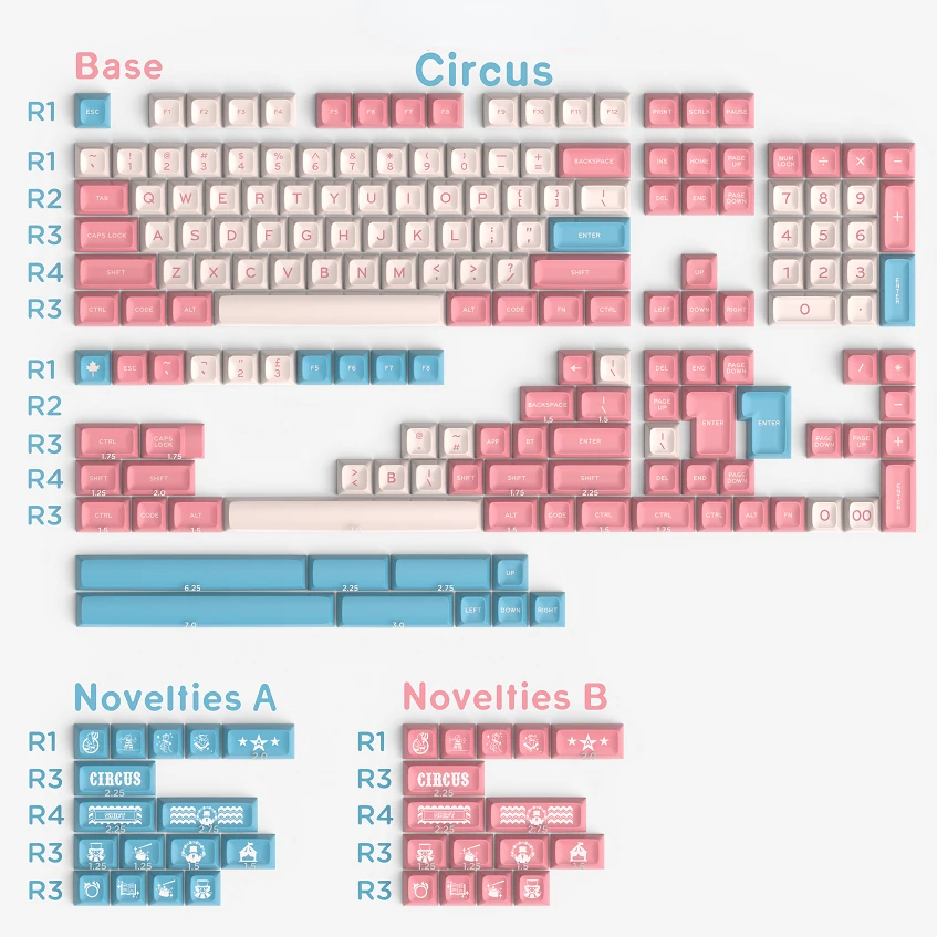 

SA profile Circus keycaps Personalized abs keycap for Wired USB Mechanical Gaming keyboard 61/84/87/75/96/98 with 7U space bar