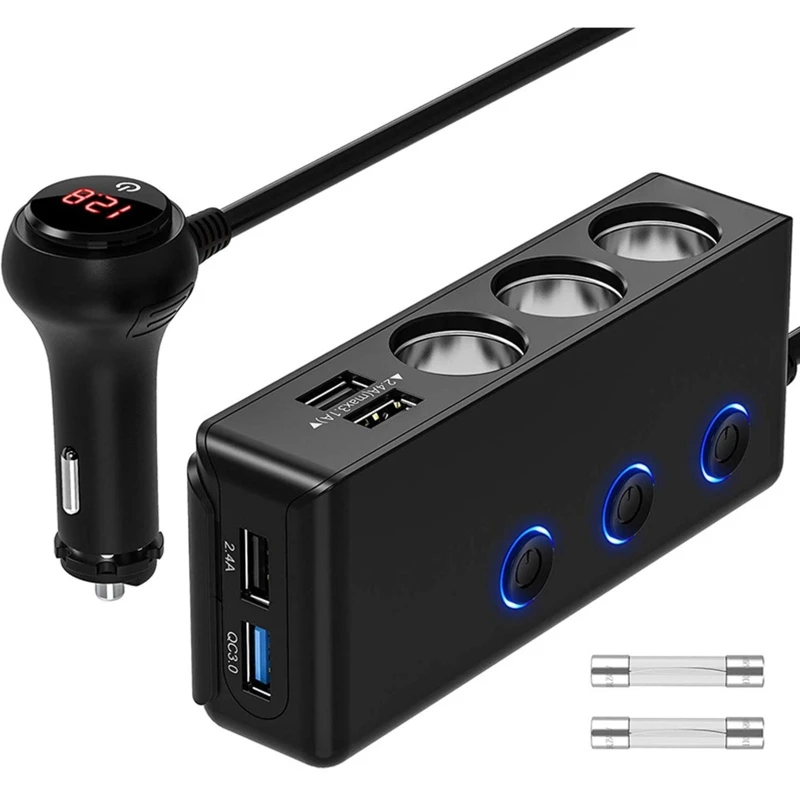 

Car Cigarette Lighters Socket Splitter 4 USB 12V/24V Charging Power Adapter Plug