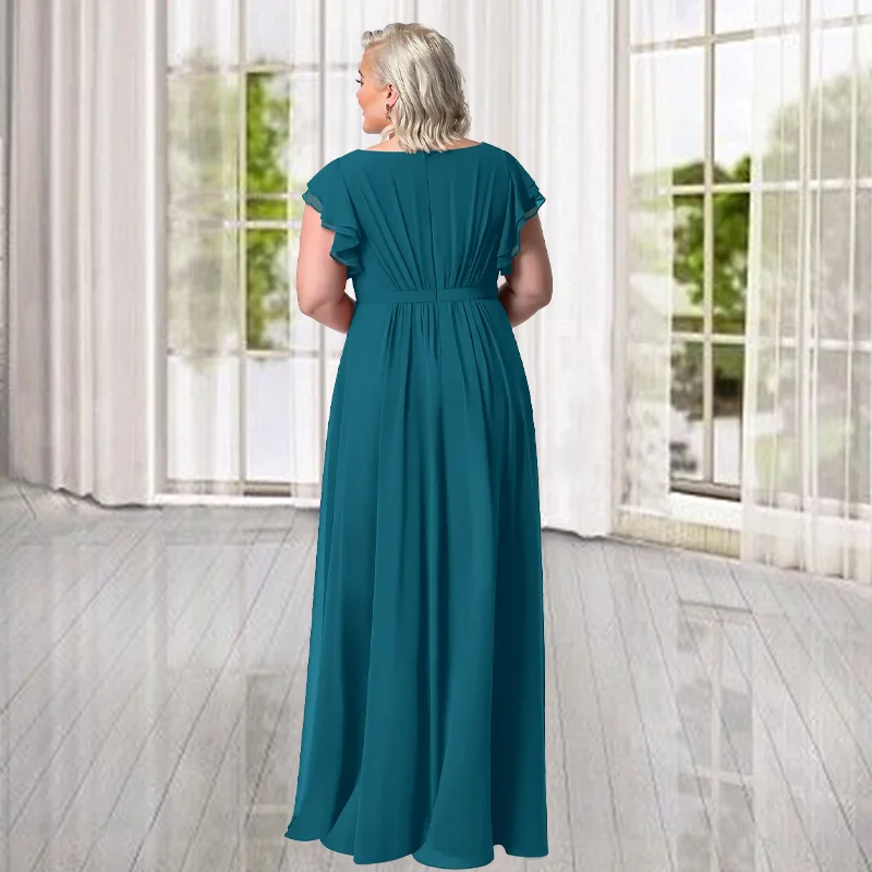 2023 Plus Size Round Neck Chiffon Gemstone Short Sleeve Dress Elegant Luxury 5XL6XL Loose Wedding Banquet Party Evening Dreeses