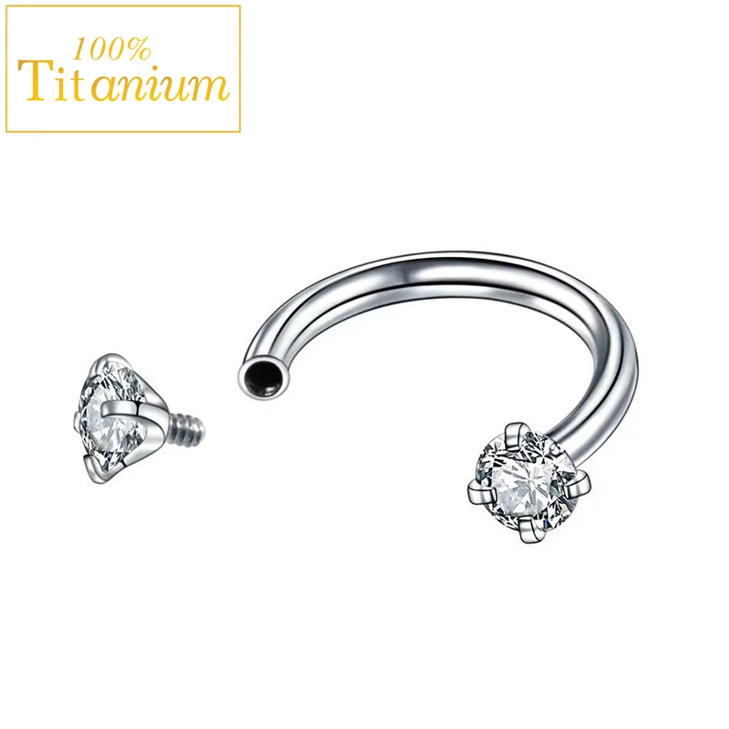 

G23 Titanium Horseshoe Nose Rings Nariz Septum Piercing Hoop Zircon Earrings Eyebrow Lip Ear Helix Tragus Cartilage Body Jewelry