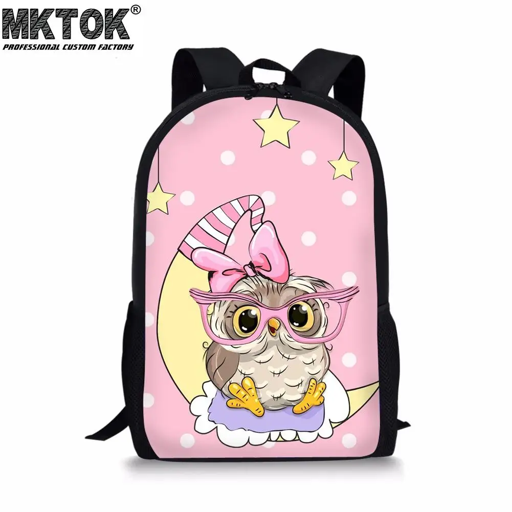 Pink Cartoon Owl Pattern Girls Toddler School Bags Kawaii Vintage Mochilas Escolares Pretty Children's Backpack Free Shipping