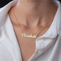 personalized name custom necklace stainless steel data pendant for women link chain coupler birthday jewelry gift collier
