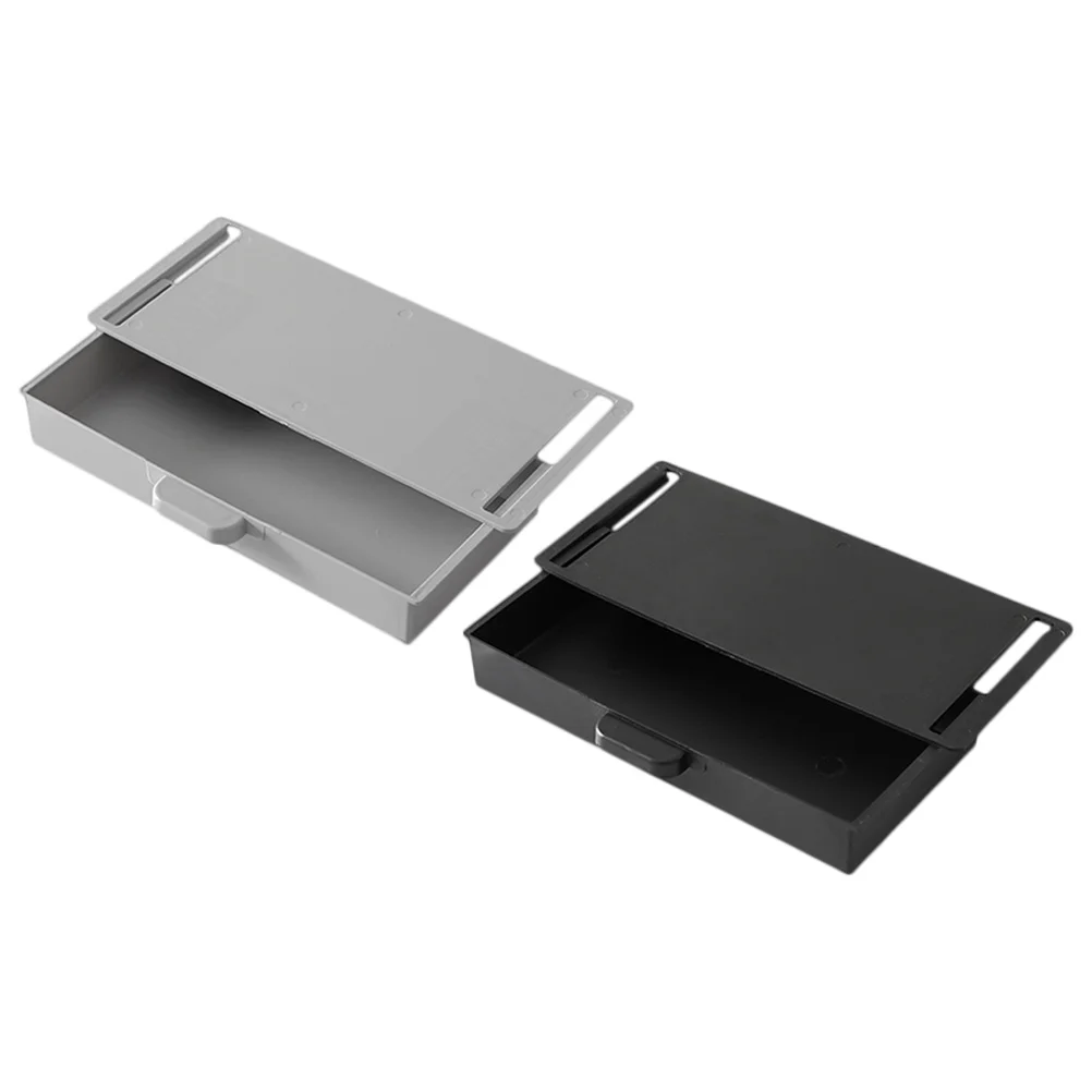 

2 Pcs Plastic Case Storage Tray Adhesive Drawer Stationery Desk Organizers Abs Shelf Office