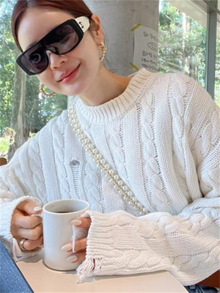 

Свитер женский Зимний пуловер свитер для девочек оверсайз вязаный Топ Винтажный Длинный Рукав Осенняя Женская трикотажная верхняя одежда ...