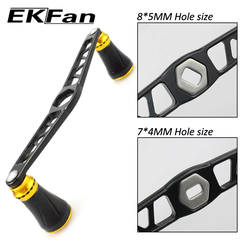 Фото Рукоятка для рыболовной катушки EKfan 130 мм из алюминия с ЧПУ, универсальная, для A/S/D, с отверстиями 8*5/7*4 мм, левая/правая, взаимозаменяемая. №5