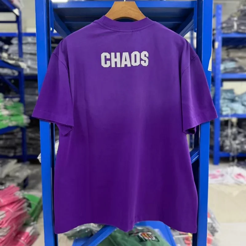 Фото Футболка Y2K Grunge Saint Mxx Chaos Print, фиолетовая, винтажная, оверсайз, хлопковая, в стиле стритвир №1