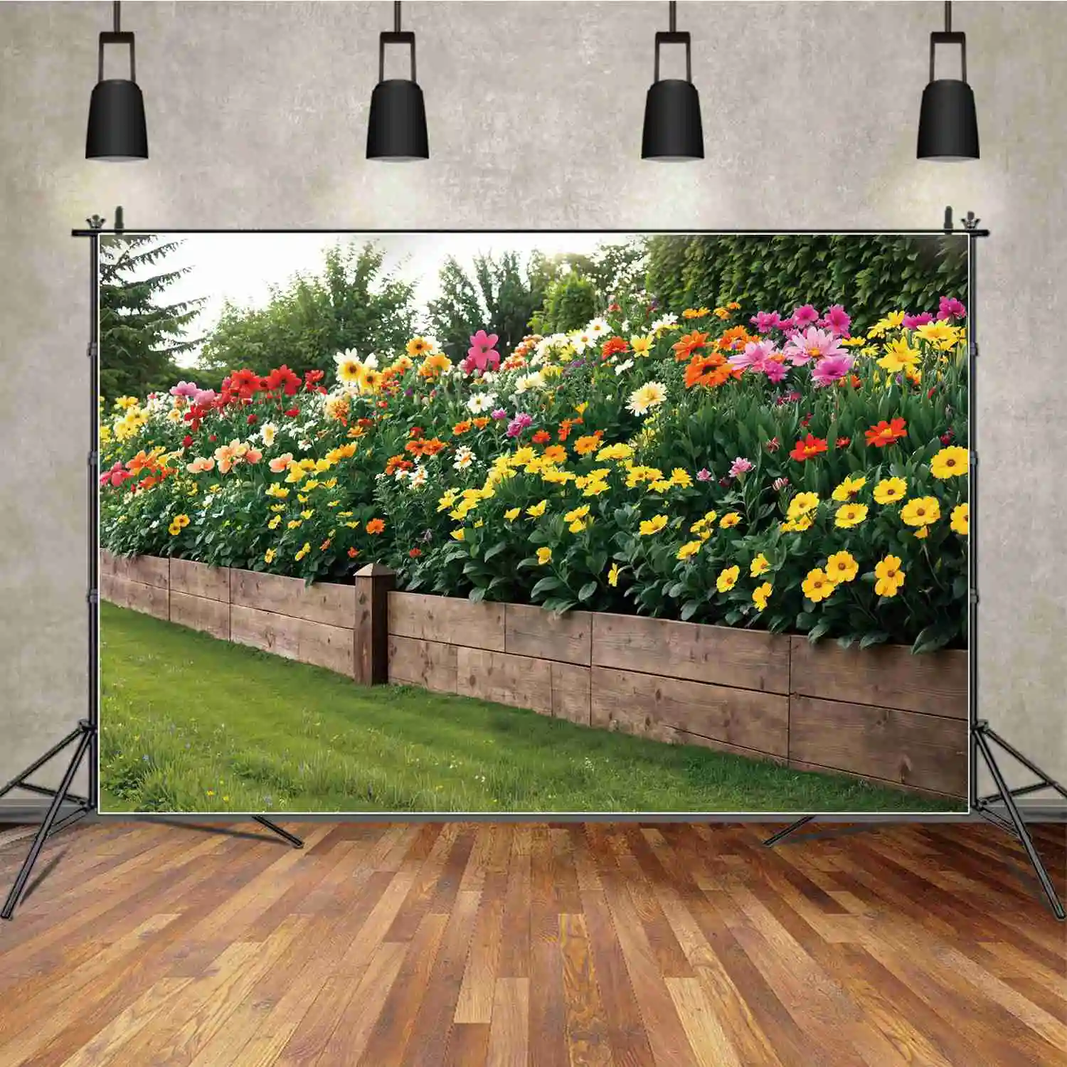 

Spring Garden Blossom Scenery Photography Backdrops Grassland Flowers Trees Customized Children'S Photo Backgrounds Studio Props