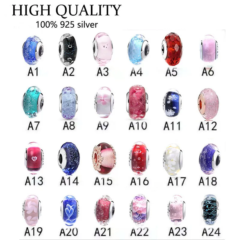 

Authentic 925 Sterling Silver Cut Ocean Glass Ripple Charm Is Suitable For The Original Pandora Women's Bracelet Necklace