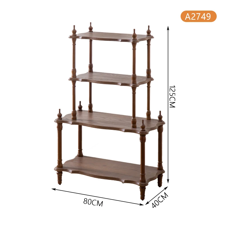 Стеллаж для хранения цвета ореха в стиле ретро. Деревянный журнальный столик.