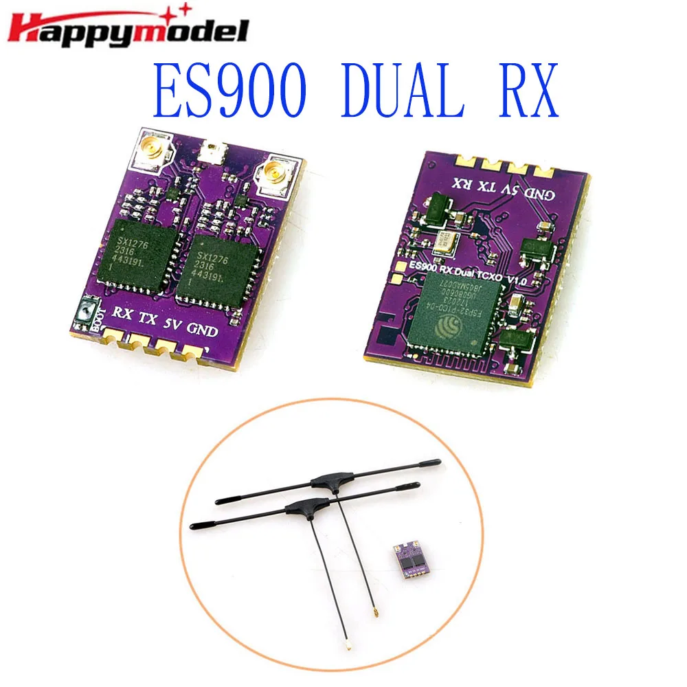 HappyModel ES900 DUAL RX ELRS Diversity Receiver 915 МГц/868 МГц Встроенный TCXO для радиоуправляемого