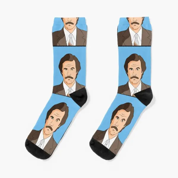 

Ron Burgundy Crew Socks Black Mens Best Ankle Knee High Women