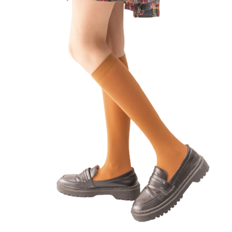 

Women Sweet Candy Color Knee High Socks with Silicone Paw Top Stockings