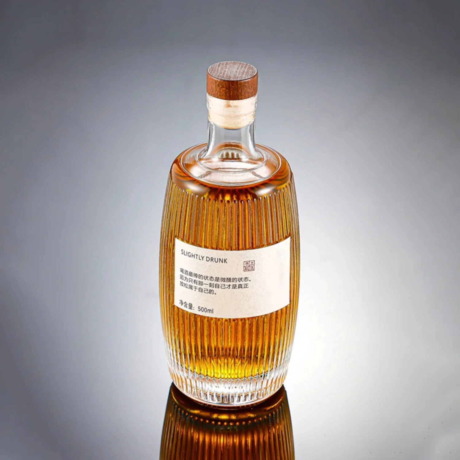 Стеклянная бутылка в полоску 500 мл с деревянной пробкой контейнеры для жидкости