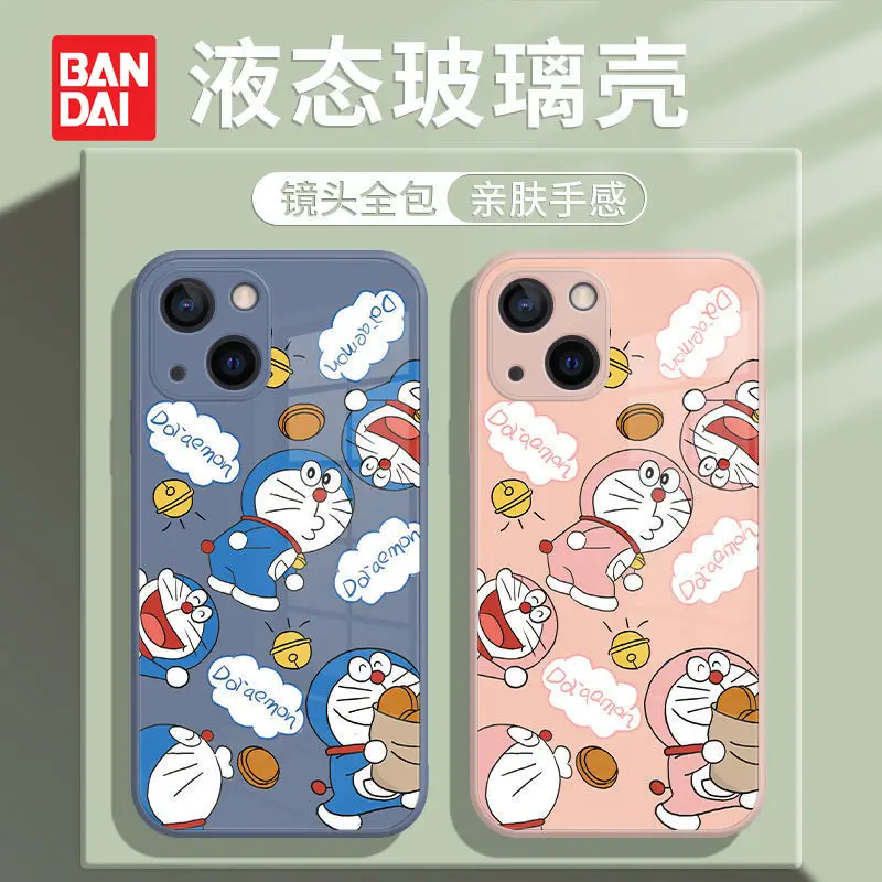 

Bandai Cartoon Doraemon Glass Phone Case for iPhone 13 13Pro 12 12Pro 11 Pro X XS Max XR 7 8 Plus Kawaii Anime Back Cover Fundas