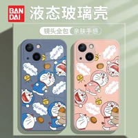 bandai cartoon doraemon glass phone case for iphone 13 13pro 12 12pro 11 pro x xs max xr 7 8 plus kawaii anime back cover fundas