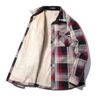 new mens fleece shirt autumn and winter long sleeves thickened cotton casual plaid shirt warm winter clothes man loose