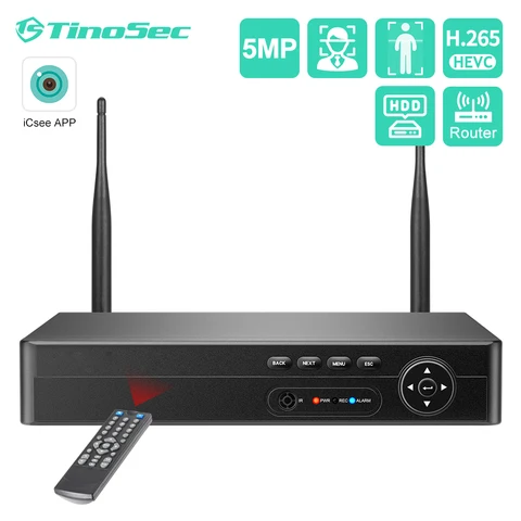 Сетевой видеорегистратор TinoSec с Wi-Fi, H.265 8-канальная камера видеонаблюдения, сетевой видеорегистратор с жестким диском для Onvif