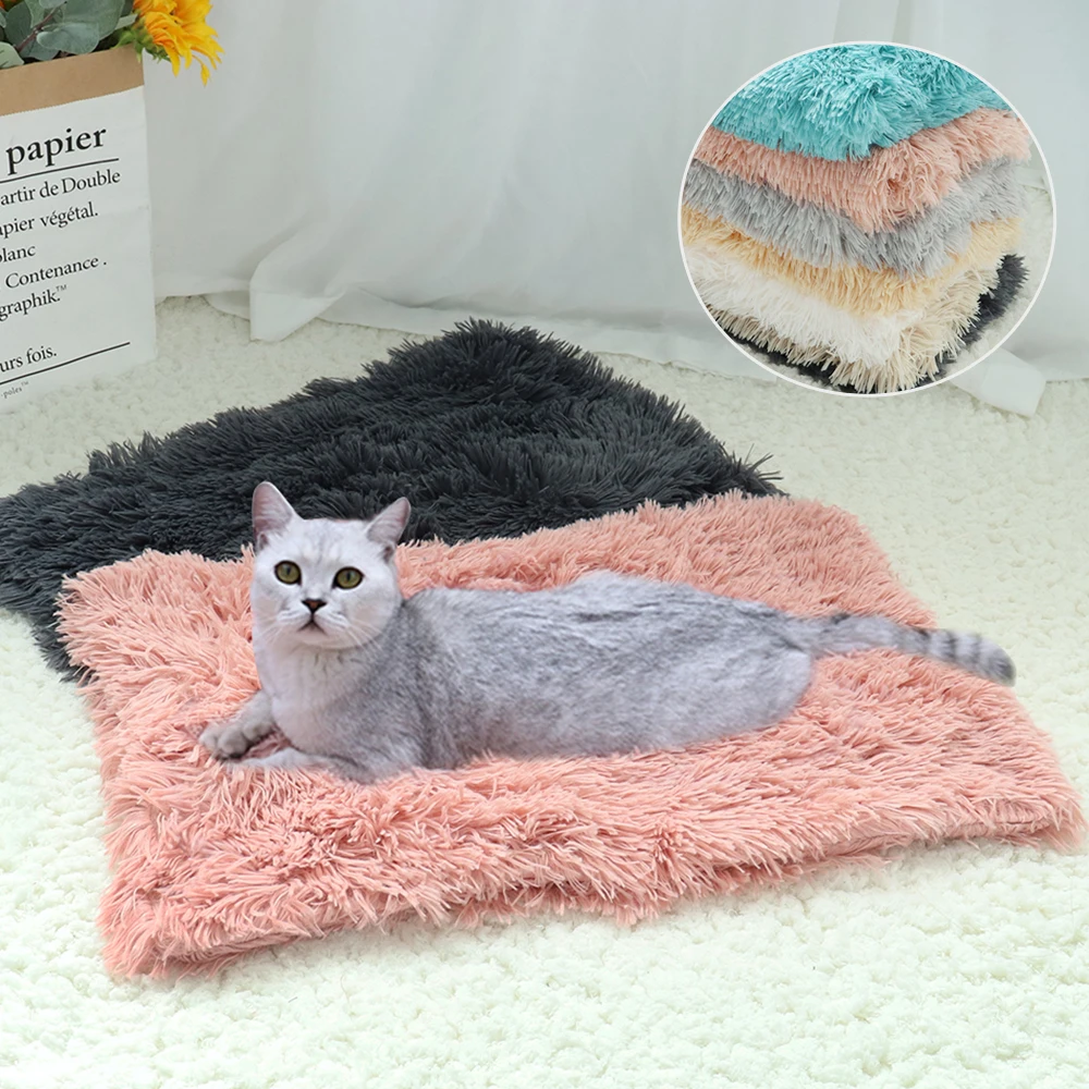 

Супермягкое одеяло для кошек, кровать, теплые коврики для сна для собак и кошек, пушистые длинные плюшевые лежанки для котят, подушка, утолщенное одеяло для домашних животных, моющееся покрывало