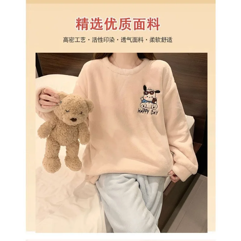 Sanrio Pacha Dog женский зимний пуловер с круглым вырезом пижама длинными рукавами