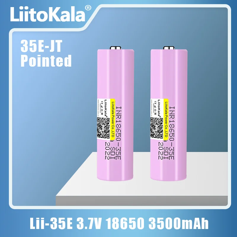 

LiitoKala INR18650 35E Pointed 3.7V 18650 3500mAh Lithium Rechargeable Battery 25A Discharge Electrical Tools Flashlight Battery