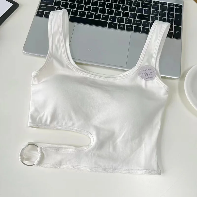 Топ женский трикотажный с открытыми плечами пикантный укороченный топ лямкой на