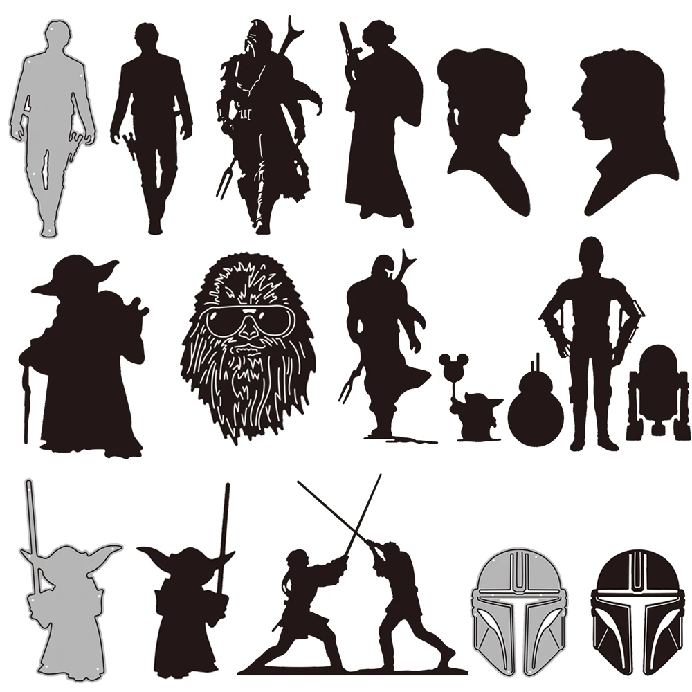 

Disney Star Wars Silhouette Cutting Dies Darth Vader Baby Yoda Jedi Knight Diecut For DIY Scrapbook Paper Cards Crafts New 2022