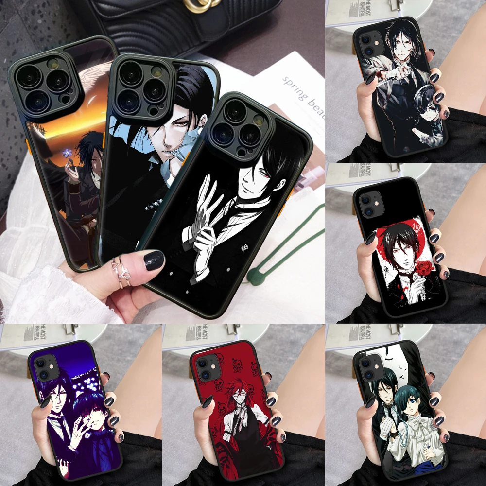 Черный Батлер Kuroshitsuji Защитный Мягкий чехол для iPhone 15 14 Plus 13 12 11 X XS XR Pro Max Mini 8 7