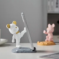 home decoration cute bear phone holder astronaut desk accessories aesthetic kawaii room decor gadgets desktop sculpture gifts