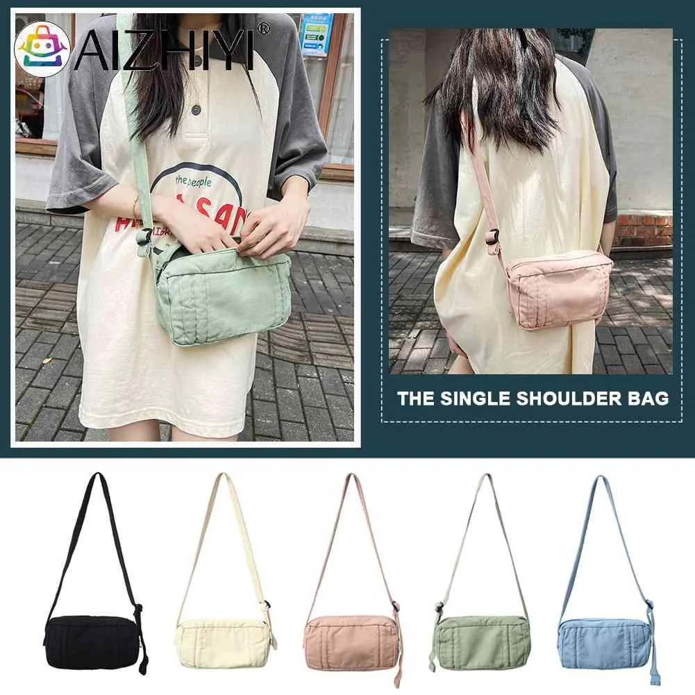 

Fashion Canvas Bag Solid Color Female Zipper Purse Women Small Messenger Bags
