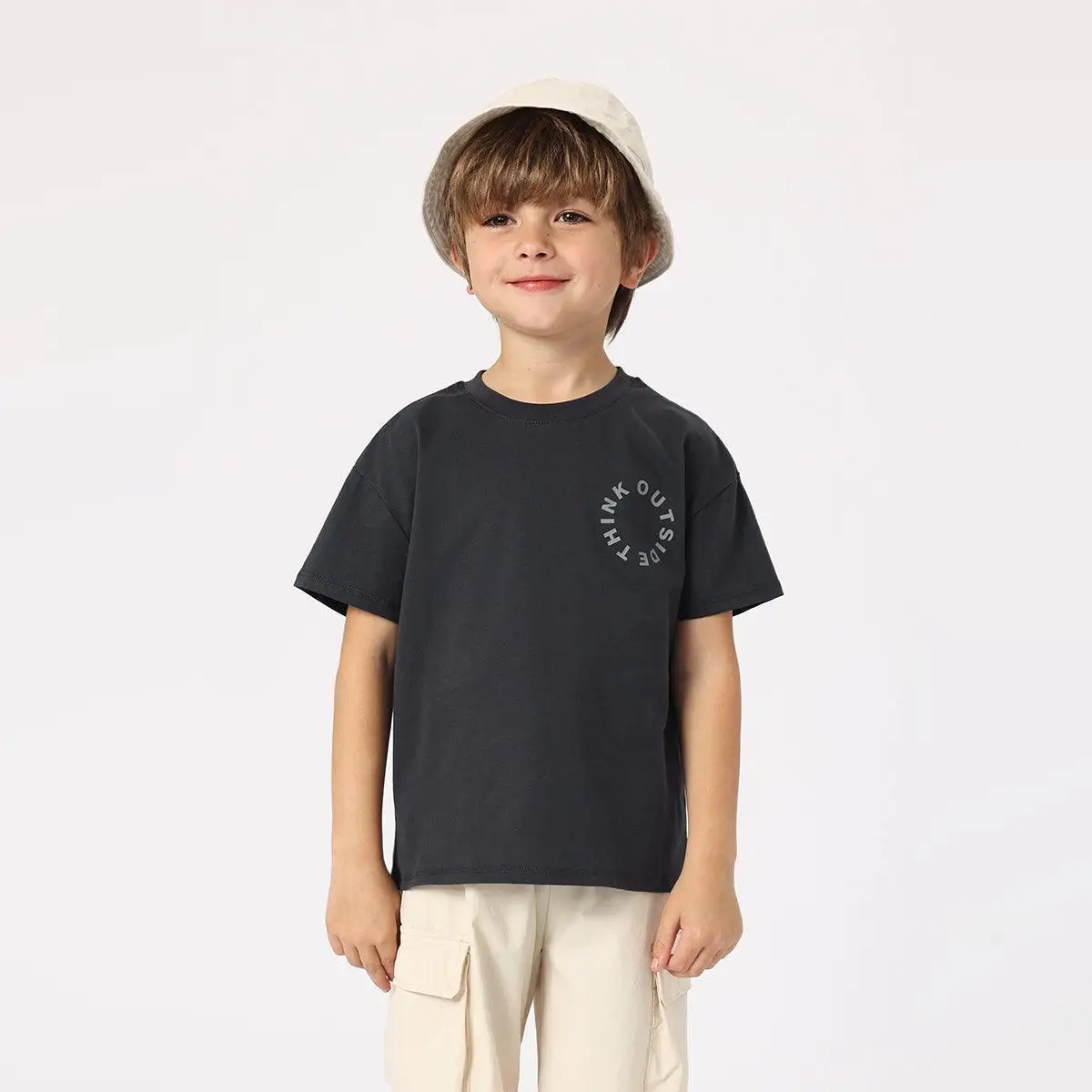 

MARC&JANIE Boys Summer Dropped Shoulder Print Cotton Short Sleeves T-shirts 230689