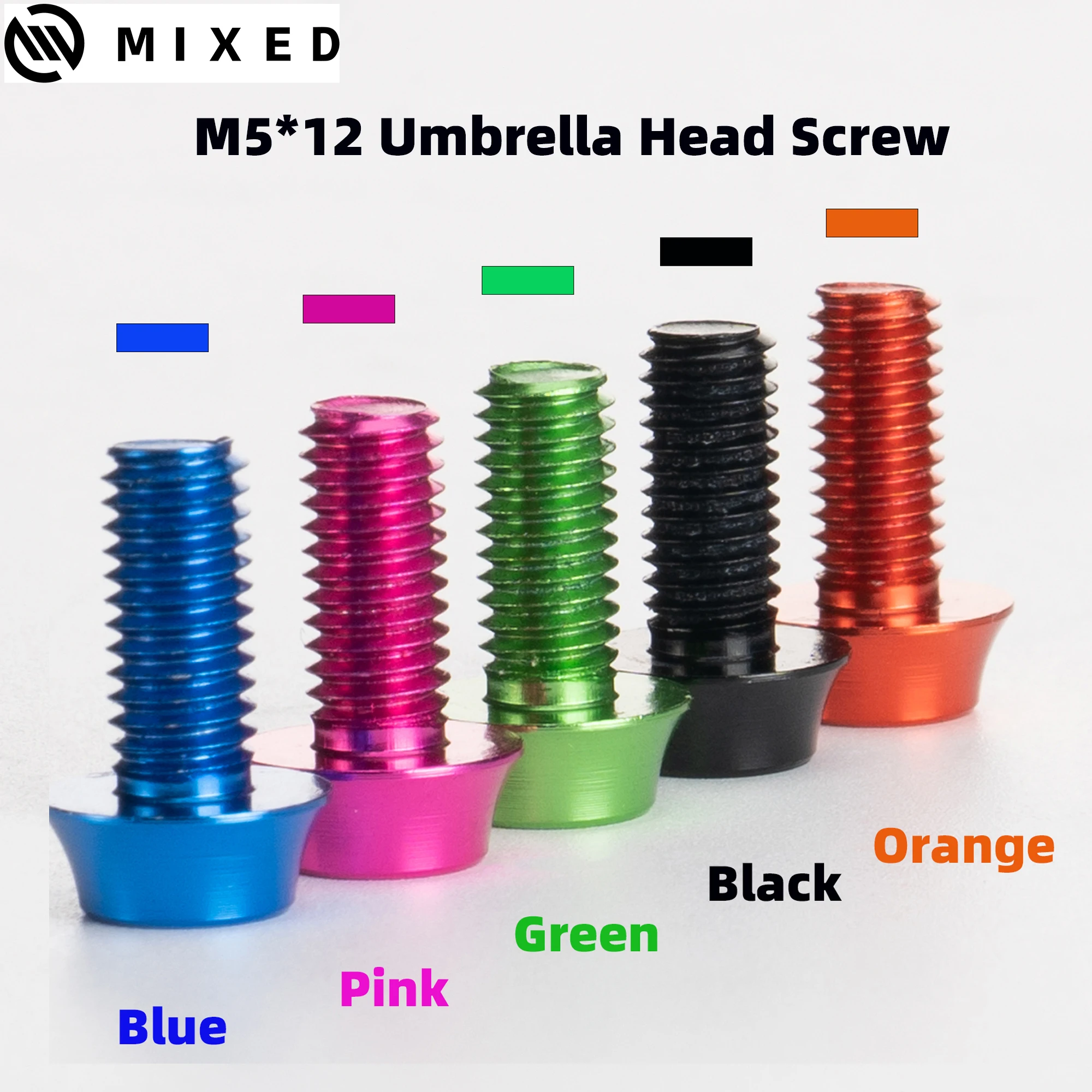 

MIXED 2 PCS M5*12 Aluminum Alloy Mushroom Head, Road Mountain Bicycle Water Bottle Rack Screw Bottle Cage Screw Color Anode
