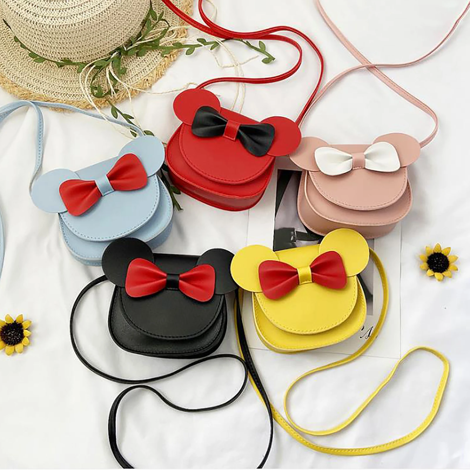 

Crossbody Magnetic Mouse Leather Shoulder Girl Coin Ear Fashion Snap Small Cartoon Purse Bag Cute Bag Baby Bags Bowknot