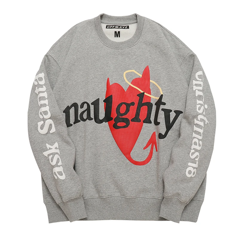 

Толстовка мужская флисовая оверсайз с круглым вырезом и надписью сердечки