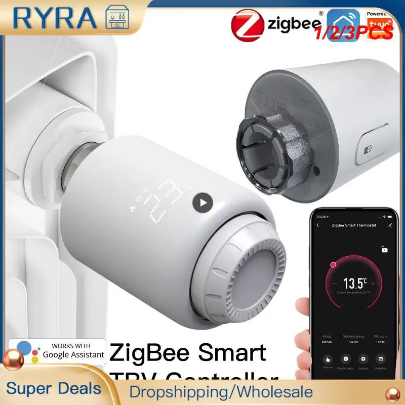 

Привод радиатора Tuya Smart ZigBee, термостатический программируемый клапан радиатора с дистанционным управлением через приложение, 1/2/3 шт.