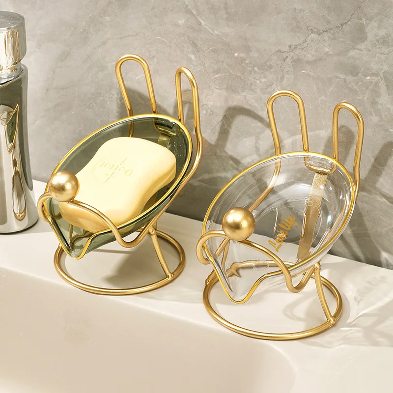 

Little White Rabbit Soap Box Household High-end Soap Dish Toilet High-end Luxury Style Drain Rack Storage Bathroom Products