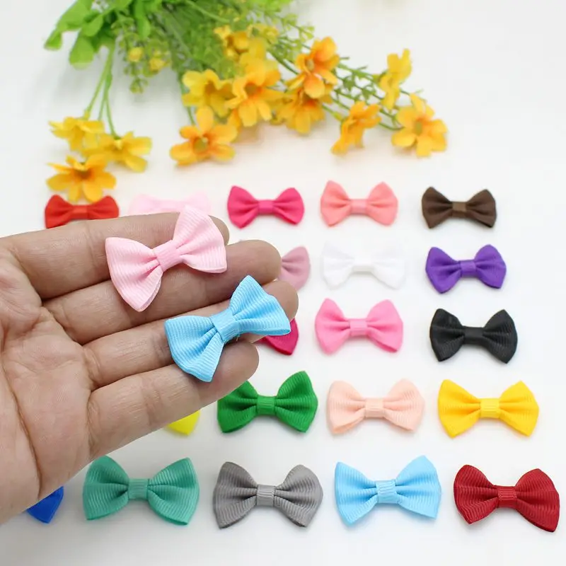 

50pcs/lot 35mm*25mm Ribbon Bow Baby Girl Garment Accessories Mix Fashion Bowties for apliques craft DIY Tie accessories