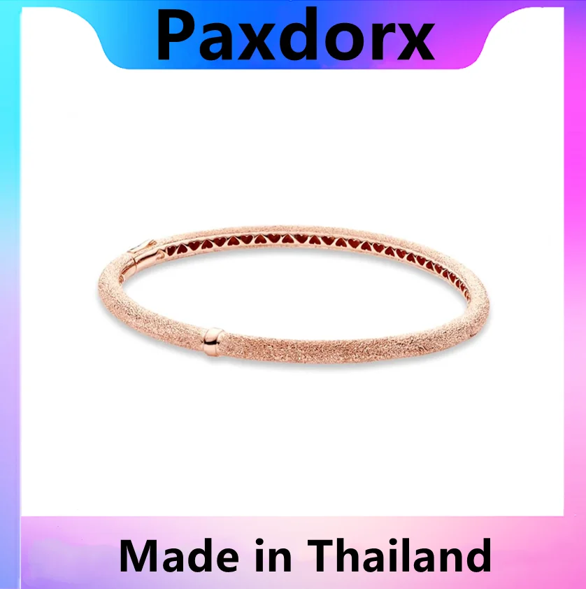 

2023 NEW S925 Sterling Silver Rose Gold Matte Brilliance Bangle Bracelet Charm Bead Fit DIY Jewelry Set Gift Wholesale Gifts