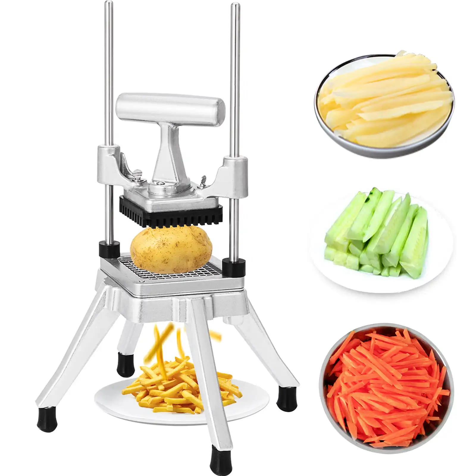 

Commercial Vegetable Fruit Chopper 1/4″ Blade Heavy Duty Professional Food Dicer Kattex French Fry Cutter Onion Slicer Stainle