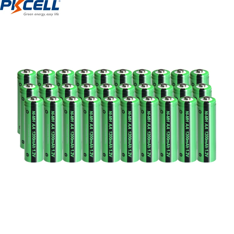 

30 шт., аккумуляторы PKCELL Ni-MH aa, 1200 мАч, 1,2 в
