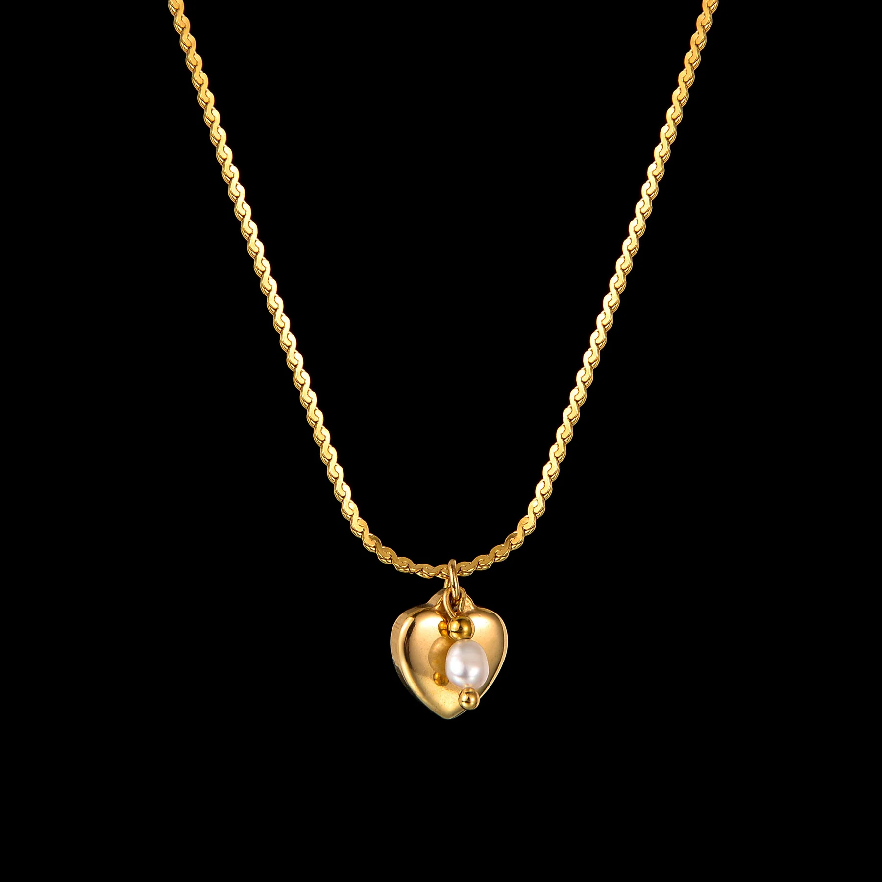 

Name Necklace Oval Heart Pearl Letter Double Layer Chain Stianless Steel Engrave Gold Color Necklace Simple For Woman Party Gift